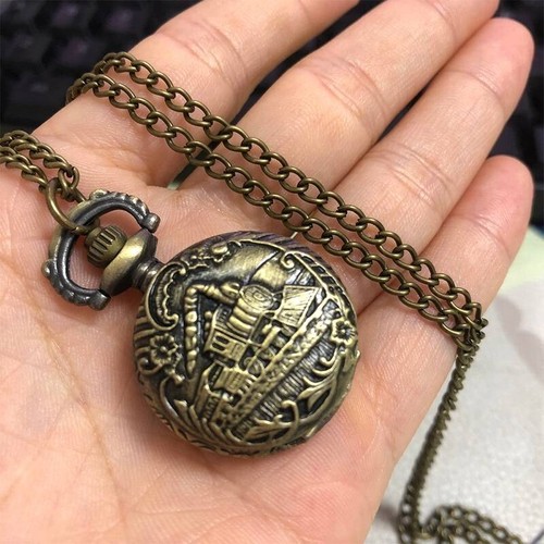 Vintage Dampflokomotive   Taschenuhr  mit Kette ~~ Unisex ~~ Exzellent TOP - Bild 4 von 4