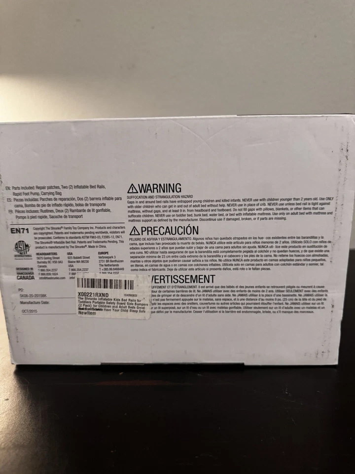 Paquete de 2 rieles de cama inflables portátiles protector de seguridad parachoques laterales para niños Wally Foto 3 de 4