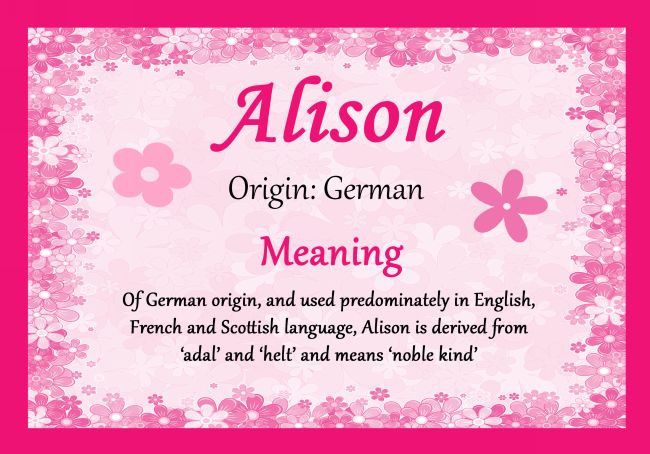 Alison Personalised Name Meaning Certificate | eBay