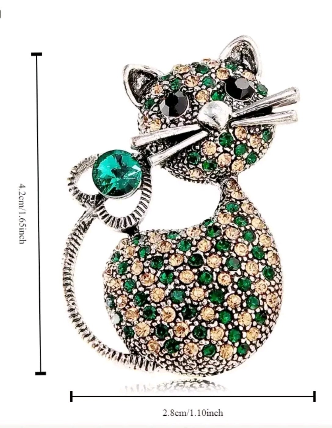 Cat Brooch Pin Green Fashion Jewelry FAST Free Shipping