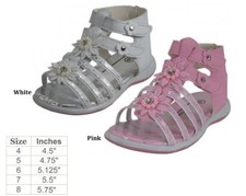TODDLER GIRLS STRAPPY SANDALS ASSORTED COLORS PINK WHITE 4 5 6 7 8