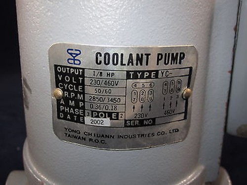 FLAIR MC-4000 Suction Type Coolant Pump 1/4HP 230/460V 3 Phase - Picture 2 of 3