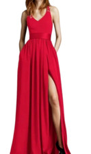 Vera Wang Gown wedding maxi dress red valentina white by vera front slit 10- New