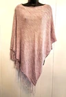Lilac Purple Silk Blend Knit Poncho Y2K VTG Triangle Shape Fringe one size