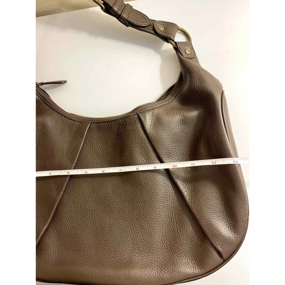 Eddie Bauer Genuine Cow Leather Purse Shoulder Bag Zipper Hobo Adjustable Brown - Image 4 of 4