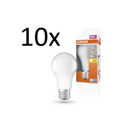 10x Osram LED Star Birne Glühlampe E27 warmweiß 8,5W = 60W matt EEK:F (Spek A-G)