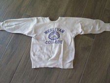 Vintage Womens 1950s WESLYAN College Georgia Grey Sweatshirt Small