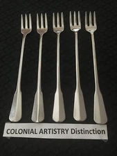 5 Pcs Oneida Colonial Artistry Distinction Deluxe Stainless Cocktail Fork No S&H