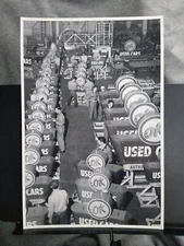 12 By 18" Black & White Picture GM OK Used Cars Signs Assembly Plant 