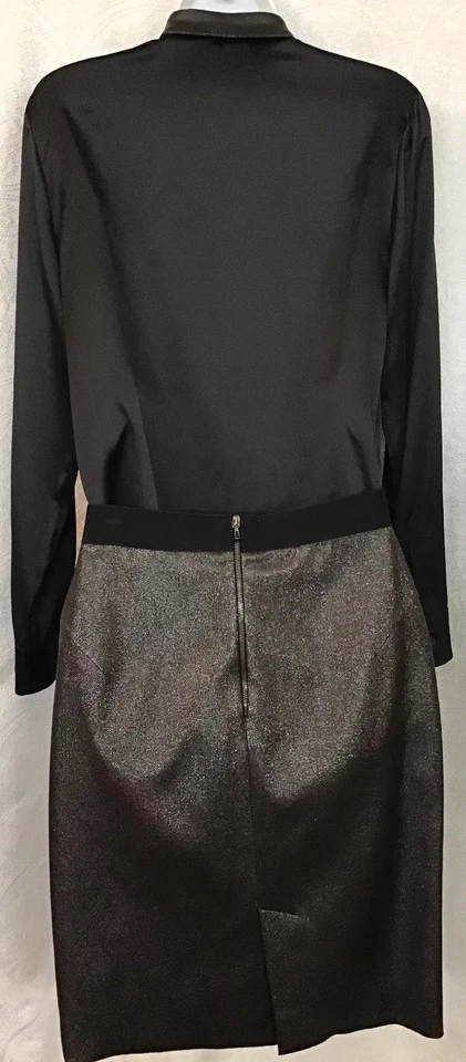 Les Copains Falda y Top Abotonado Negro Brillante Tela Sedosa Talla 6 Foto 4 de 4