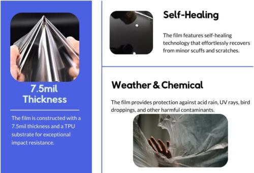 Door Edge Protector Clear Self-Healing FILM PPF 7.5mil Anti-Scratch 0.5" x 50ft - Foto 3 di 7