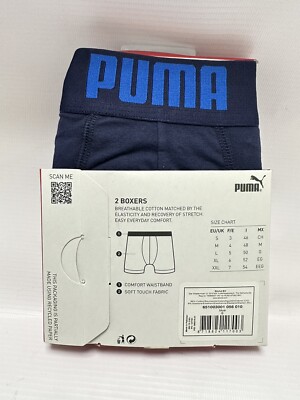 Puma Placed Logo Men's Boxer Underwear Pack Blue Size Small Christmas  Gift