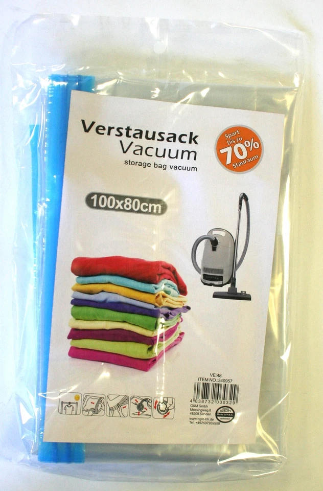 5er Set Vakuumbeutel 100x80 | Verstausack | Kleidersack | Aufbewahrungsbeutel - Bild 1 von 1