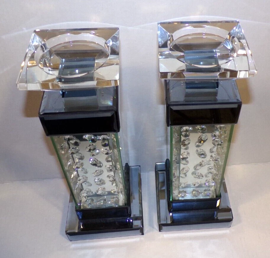 Castiçais Howard Elliott cristal pilar par 2 castiçais vidro acrílico - Imagem 4 de 4