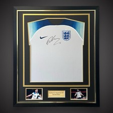 Deluxe Framed Declan Rice Hand Signed England  Shirt Only 1 Available &pound;349