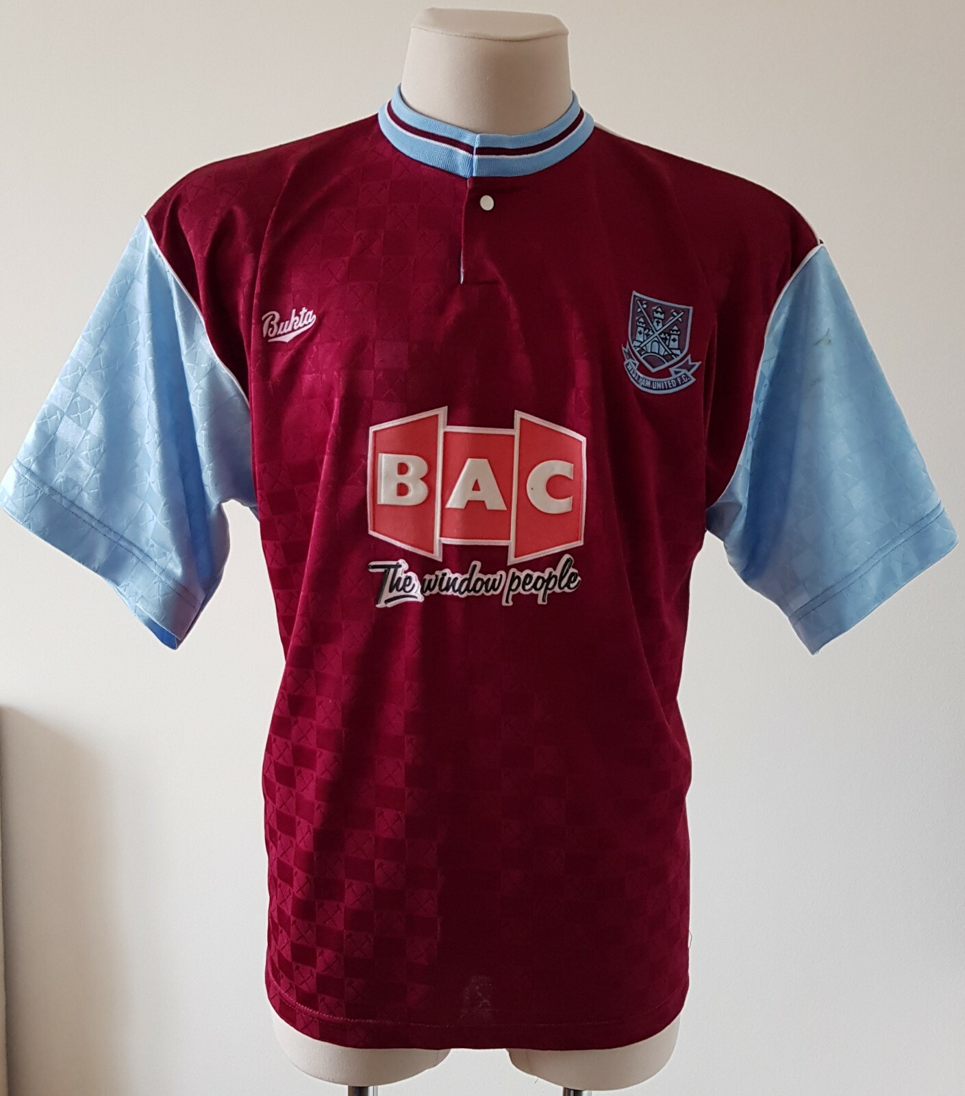 Camiseta de fútbol local West Ham United 1990 - 1991 Burta talla 38/40