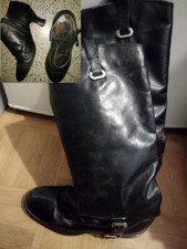 Lot 2 paires de bottes noires P38 en cuir véritable motard et rétro