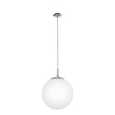 Image of Pendant Light Colour Satin Nickel Shade White Glass Opal Matt Bulb E27 1x60W