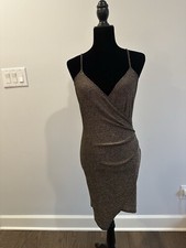 Wonder Gorgeous Glitter Mini Dress Sleeveless Wrap V-Neck Size Large