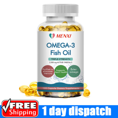 Omega 3 Fischöl - 120 Kapseln - 2500mg Hochdosiert - Herzgesundheit - Blutdruck