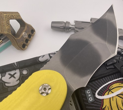 Jeff VanderMeulen Knives Double Homicide Yellow G10 Magnacut Compound Grind - Picture 9 of 14