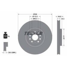 1x Bremsscheibe TEXTAR 92337505 passend für SKODA