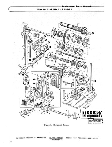 Kearney & Trecker Replacement Parts Manual for Mod 2K-3K Milling Machine *124 - Picture 7 of 8