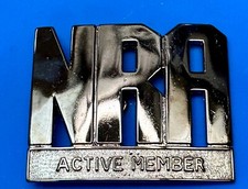 NRA Active Member Glossy Vintage American Gun Rights Patriotic Usa Belt Buckle