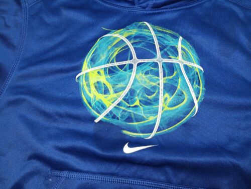 Nike Therma-Fit Jungen Pullover Hoodie Basketball Small blau neongelb - Bild 7 von 8