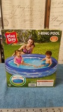 Play Day 3-Ring Inflatable Kids Swimming Pool, Blue