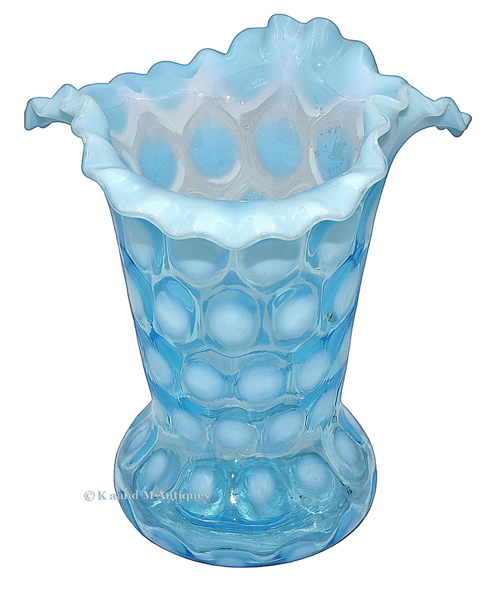 ビンテージ　フェントン　 ドット Fenton Blue Opalescent Coin Spot Dot Glass Pitcher 6 Tumbler