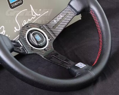 未使用NARDI / STEERING 14inch / 340mm NARDI 340mm 14' Leather&Carbon Fiber Mid-deep 55mm Gaming Racing