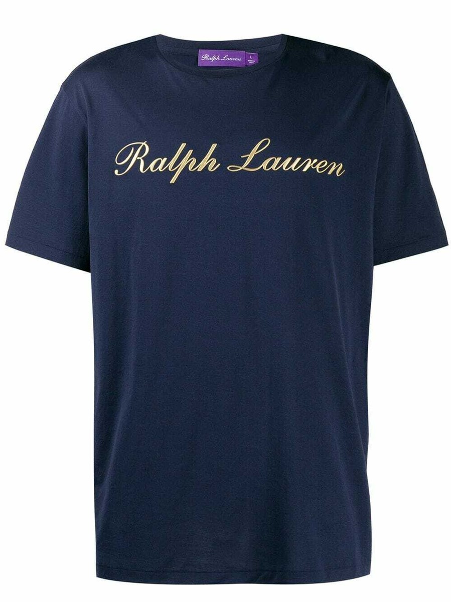 Ralph Lauren Purple Label Short Sleeve Navy Gold Jersey Logo