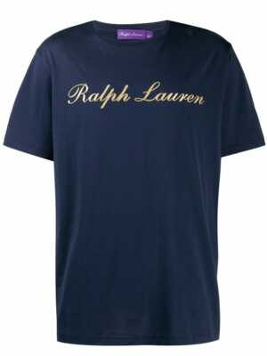 Ralph Lauren Purple Label Short Sleeve Navy Gold Jersey Logo
