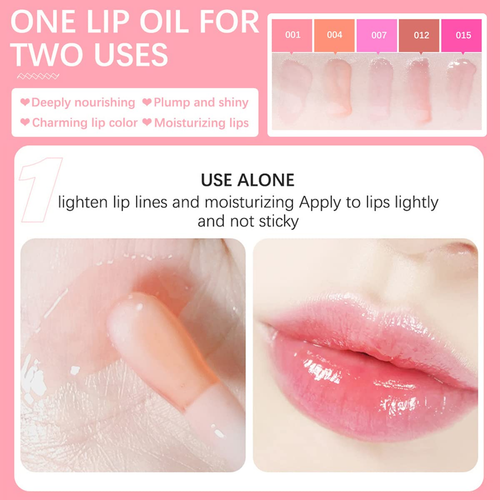 Lip Oil Hydrating Tinted Lip Balm, Plump Lip Gloss Lip Care Transparent Toot Lip - Picture 3 of 12