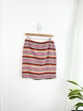 Talbots 8P Pink Green Striped 100 Linen Straight Pencil Skirt Women s 8 Petite