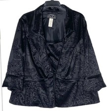 ALEX EVENINGS 2pc Velvet Satin Textured Jacquard Tank Top  Jacket SET 3X  24W