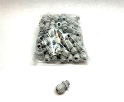 M16x1.5 Nylon Grey Cable Gland, Straight Electrical Box Fitting, LOT OF 100