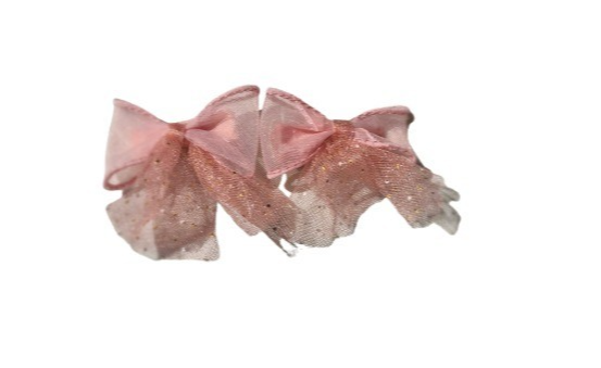 NEW 5cm Peach 100% Polyester Glitter Net Bow Hair 3.5cm Fork Clip Slide Fashion