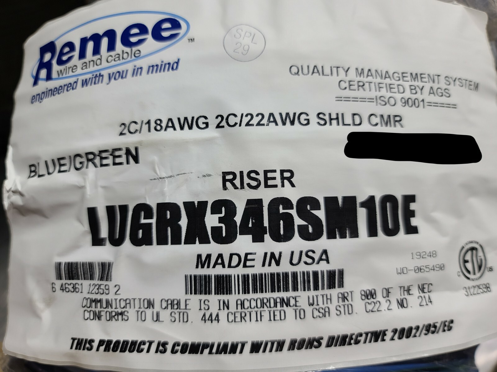 Câble Média Composite Remee 100 Pieds – écran Tactile, Commande Multimédia – Bleu Et Jaune – 4 Conducteurs