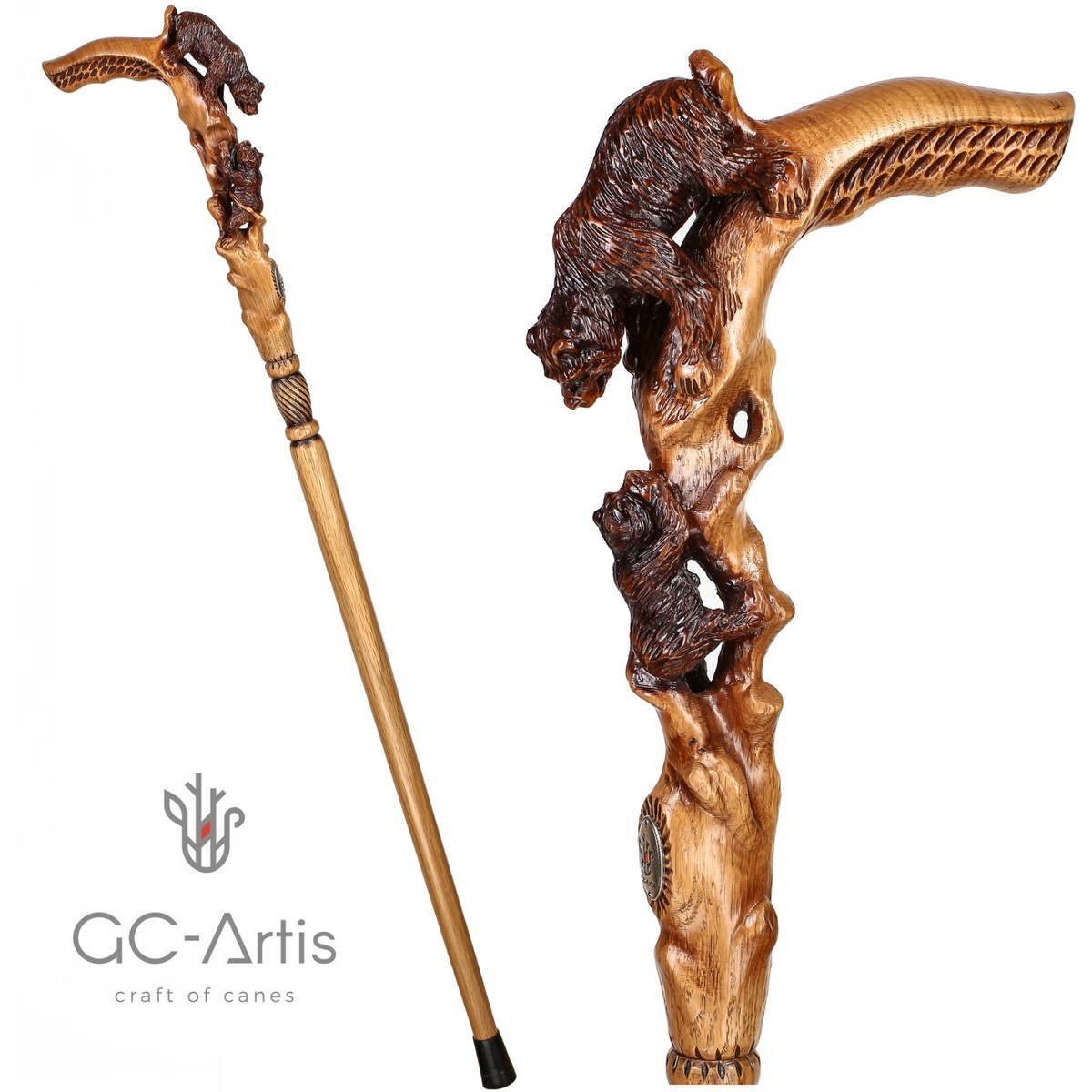 Hand Carved Flowers Wooden Walking Stick Cane - Elegant Ladies Fashion