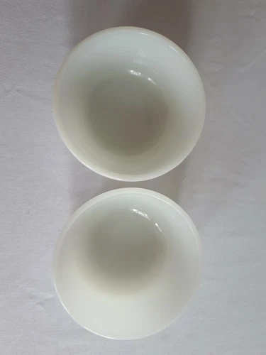 Vintage 2 USA Anchor Hocking #434 6oz White Milk Glass ramekin custard bowl dish