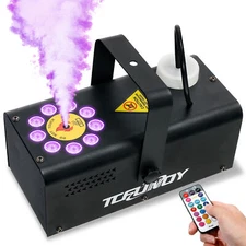Smoke Machine Fog Machine Halloween Party 3 LED Stage Lights Effect w/ 12 Colors