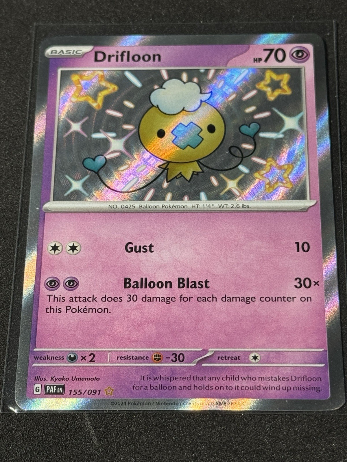 Drifloon 155/091 SV: Paldean Fates Holo Baby Shiny Pokemon Tcg