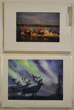 Lot Of 2 Greeting Cards w/ Caribou and Envelo...