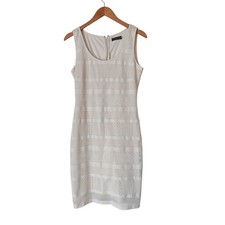 GUESS Cream Crochet Midi Dress Boho Resort Y2K Sheath Beach Summer Size 10