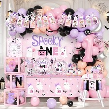 Spooky One Birthday Decorations Girl 274Pcs Pink Halloween 1st
