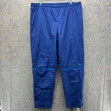 Adidas Track Pants Men Medium Navy Blue Mesh Lined Windbreaker Trefoil Vintage