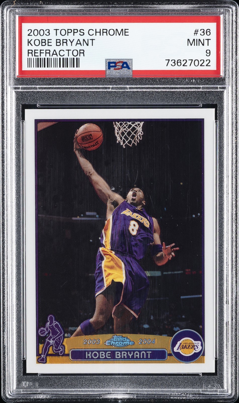 2003 TOPPS CHROME REFRACTOR #36 KOBE BRYANT PSA 9