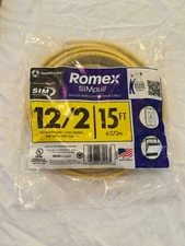 Romex SIMpull 15' 12-2 w/ Ground Yellow Indoor Wire Copper Cable NEW